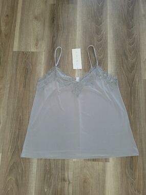 Amisu Silver-Gray Satin Lace Cami